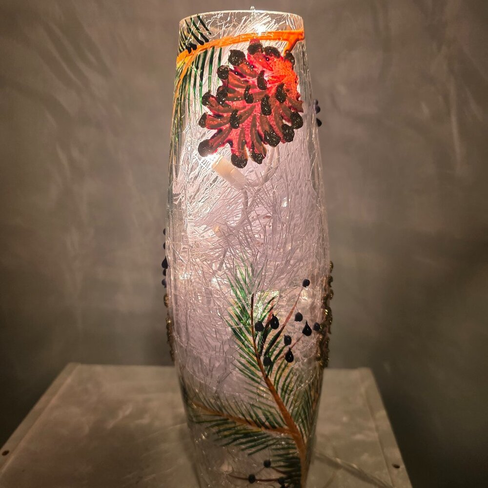 Kirkland's 11.8 In Prelit Glass Hurricane Pinecone